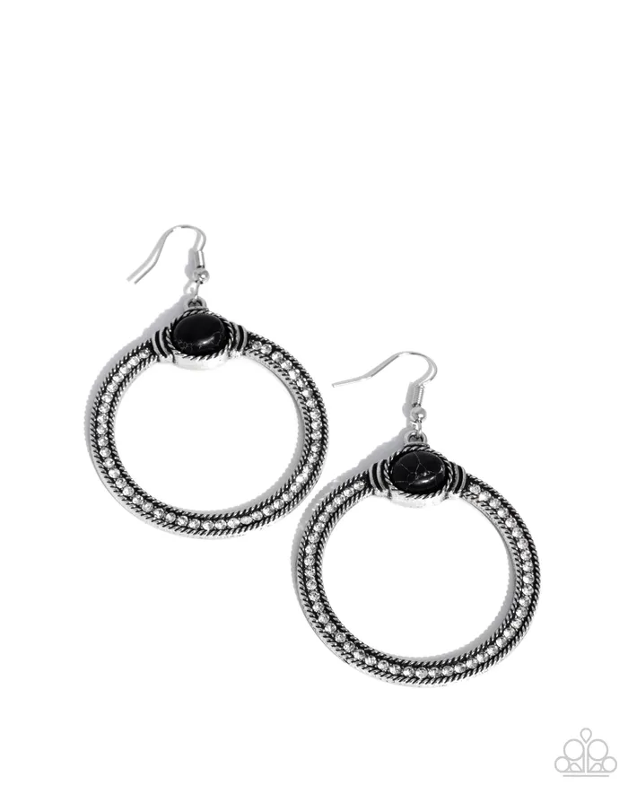 Paparazzi Accessories Earrings PREORDER Radical Rusticity Black Stone Silver Circle Earrings Paparazzi Paparazzi Accessories Earrings PREORDER Radical Rusticity Black Stone Silver Circle Earrings Paparazzi