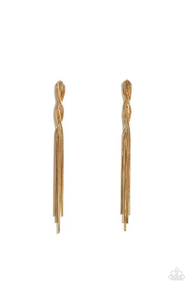 Paparazzi Accessories Earrings Ropin Rodeo Queen Gold Twisted Tassel Post Earrings Paparazzi Paparazzi Accessories Earrings Ropin Rodeo Queen Gold Twisted Tassel Post Earrings Paparazzi