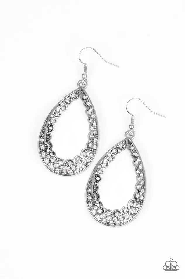 Paparazzi Accessories Earrings Royal Treatment Paparazzi White Rhinestone Silver Teardrop Earrings Paparazzi Accessories Earrings Royal Treatment Paparazzi White Rhinestone Silver Teardrop Earrings