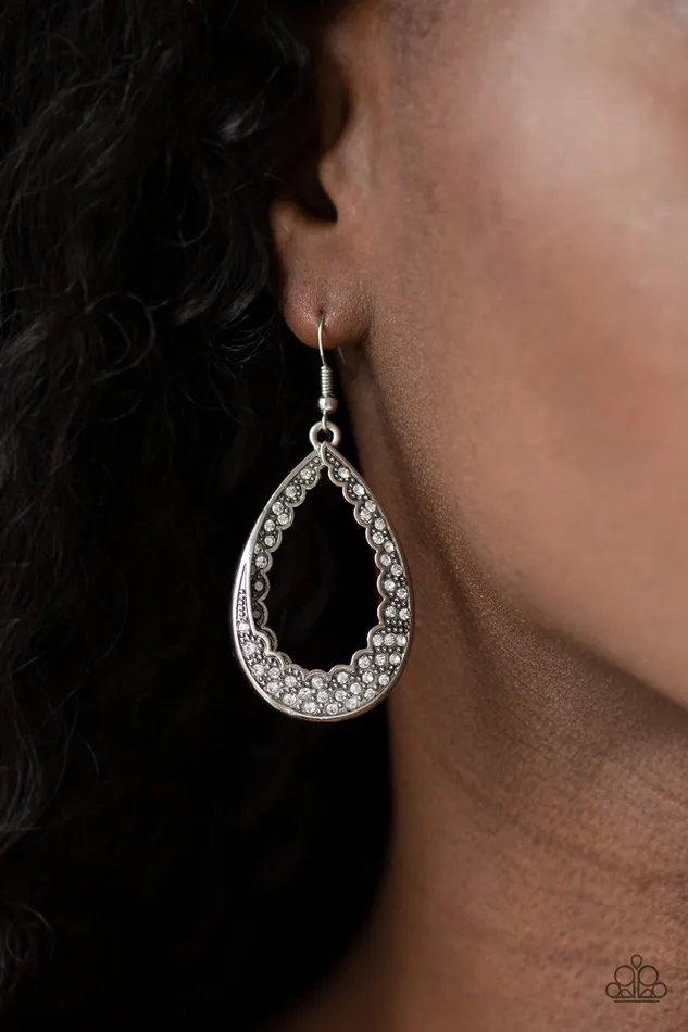 Paparazzi Accessories Earrings Royal Treatment Paparazzi White Rhinestone Silver Teardrop Earrings Paparazzi Accessories Earrings Royal Treatment Paparazzi White Rhinestone Silver Teardrop Earrings