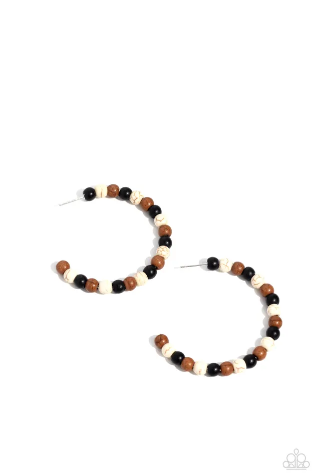 Paparazzi Accessories Earrings Rural Retrograde Multi Black White Brown Stone Hoop Earrings Paparazzi Paparazzi Accessories Earrings Rural Retrograde Multi Black White Brown Stone Hoop Earrings Paparazzi