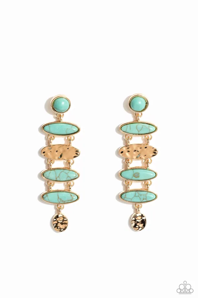 Paparazzi Accessories Earrings Rustic Reverie Blue Turquoise Stone Gold Post Earrings Paparazzi Paparazzi Accessories Earrings Rustic Reverie Blue Turquoise Stone Gold Post Earrings Paparazzi