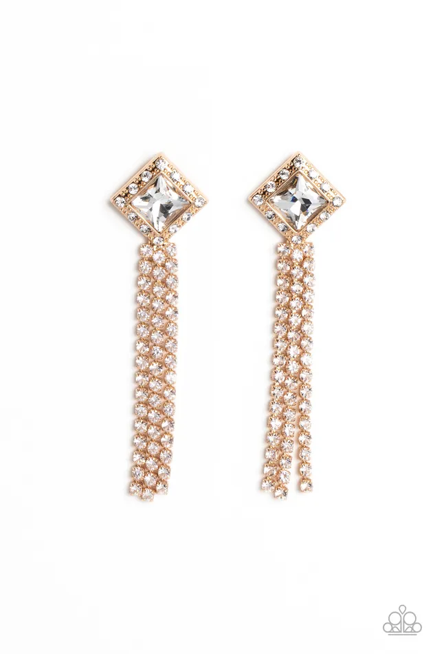 Paparazzi Accessories Earrings Seasonal Sparkle Gold Square Frame White Gem Post Earrings Paparazzi Paparazzi Accessories Earrings Seasonal Sparkle Gold Square Frame White Gem Post Earrings Paparazzi
