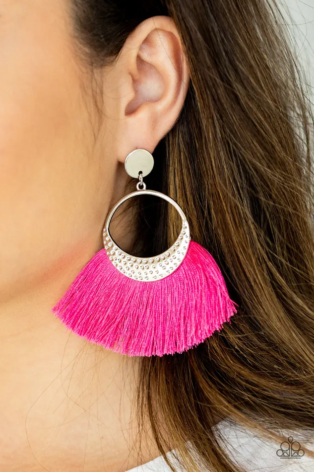 Paparazzi Accessories Earrings Spartan Spirit Paparazzi Pink Fringe Silver Hammered Hoop Earrings Paparazzi Accessories Earrings Spartan Spirit Paparazzi Pink Fringe Silver Hammered Hoop Earrings