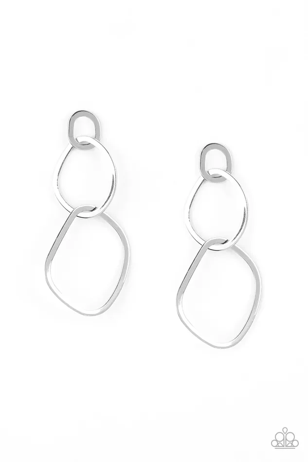 Paparazzi Accessories Earrings Twisted Trio Silver Abstract Circle Post Earrings Paparazzi Accessories Earrings Twisted Trio Silver Abstract Circle Post Earrings