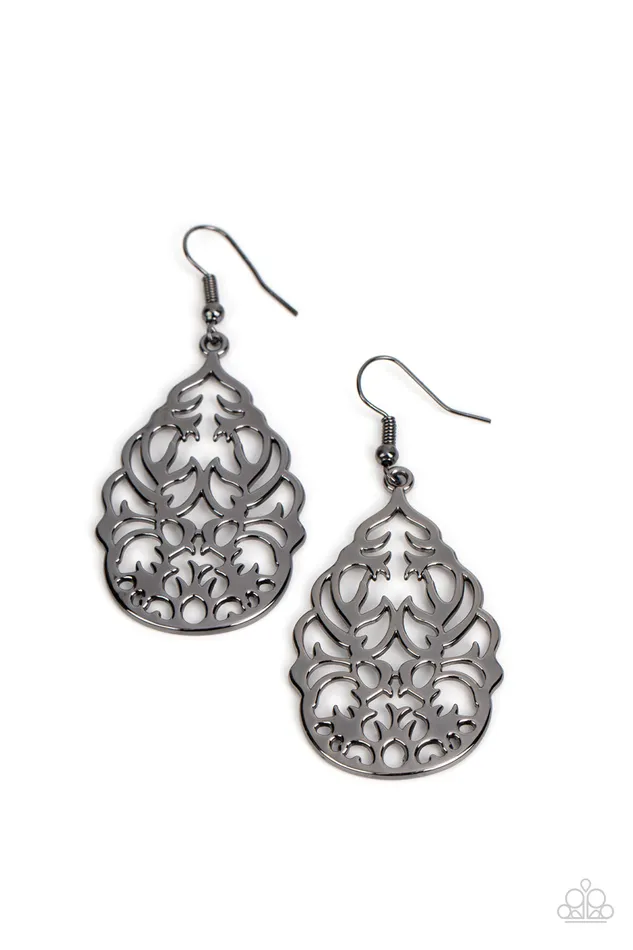 Paparazzi Accessories Earrings Vineyard Vista Black Gunmetal Earrings Paparazzi