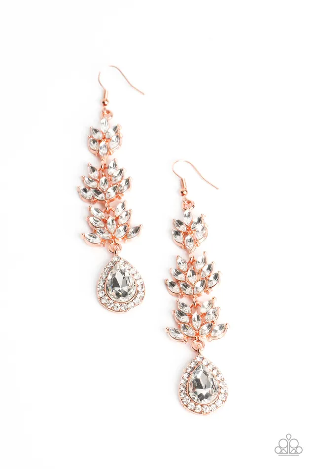 Paparazzi Accessories Earrings Water Lily Whimsy Copper Rhinestone Drop Earrings Paparazzi Paparazzi Accessories Earrings Water Lily Whimsy Copper Rhinestone Drop Earrings Paparazzi