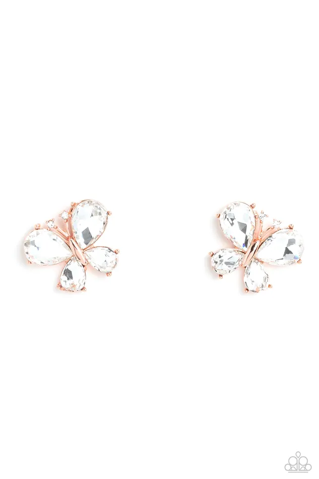 Paparazzi Accessories Earrings Winged Whimsy Copper Shiny Gem Butterfly Post Earrings Paparazzi Paparazzi Accessories Earrings Winged Whimsy Copper Shiny Gem Butterfly Post Earrings Paparazzi