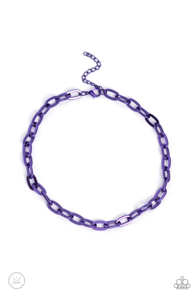 Paparazzi Accessories Exuberant Encore Purple Metallic Chain Choker Necklace Paparazzi Necklaces Paparazzi Accessories Exuberant Encore Purple Metallic Chain Choker Necklace Paparazzi Necklaces