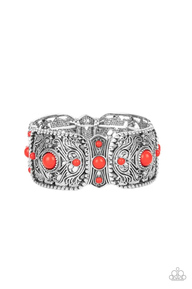 Paparazzi Accessories Going Going GONDOLA Red Bead Silver Filigree Stretchy Bracelet Paparazzi Bracelets Paparazzi Accessories Going Going GONDOLA Red Bead Silver Filigree Stretchy Bracelet Paparazzi Bracelets