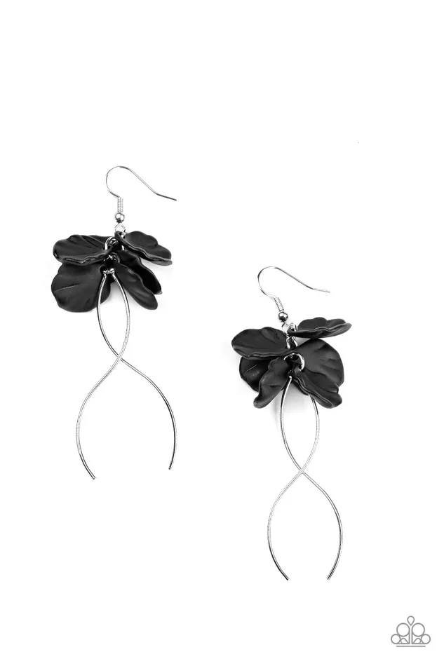 Paparazzi Accessories Lets Keep It ETHEREAL Black Acrylic Petal Silver Wire Earrings Paparazzi Earrings Paparazzi Accessories Lets Keep It ETHEREAL Black Acrylic Petal Silver Wire Earrings Paparazzi Earrings
