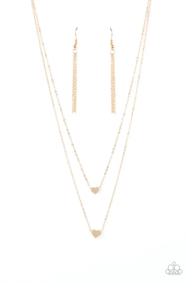 Paparazzi Accessories Little Valentine Paparazzi Gold Heart Layered Short Necklace Necklaces Paparazzi Accessories Little Valentine Paparazzi Gold Heart Layered Short Necklace Necklaces