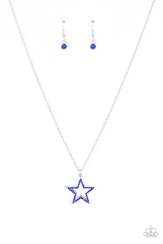 Paparazzi Accessories Necklaces American Anthem Blue Rhinestone Silver Star Necklace Paparazzi Paparazzi Accessories Necklaces American Anthem Blue Rhinestone Silver Star Necklace Paparazzi