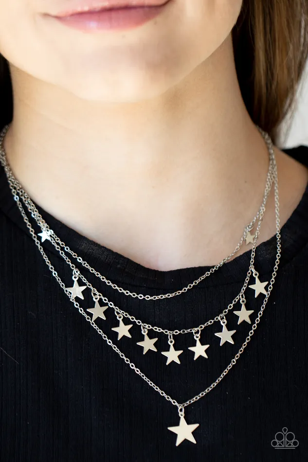 Paparazzi Accessories Necklaces Americana Girl Silver Star Chain Layered Necklace Paparazzi