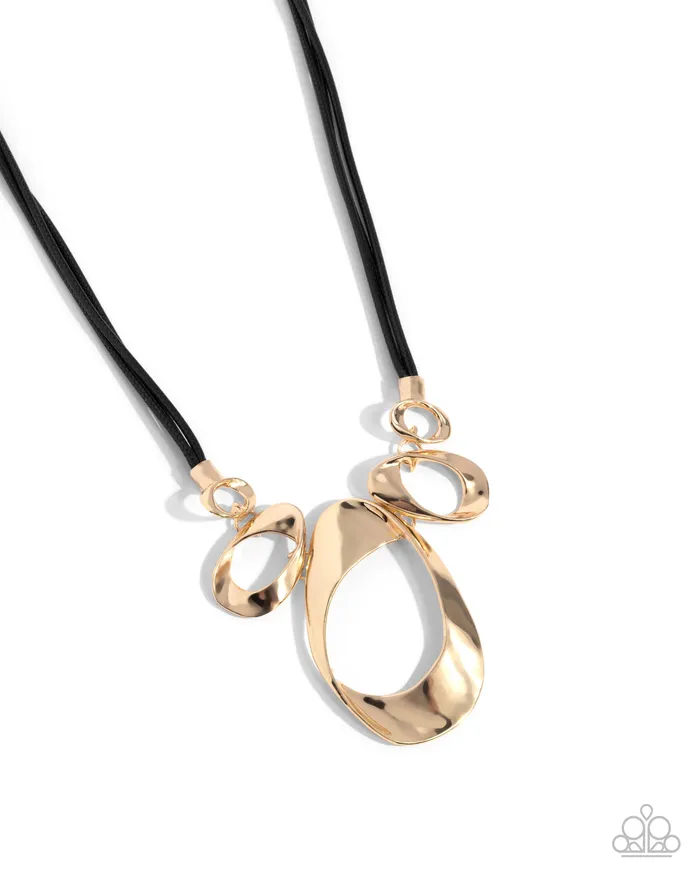 Paparazzi Accessories Necklaces Apprehensive Accent Gold Oval Black Cord Short Necklace Paparazzi Paparazzi Accessories Necklaces Apprehensive Accent Gold Oval Black Cord Short Necklace Paparazzi