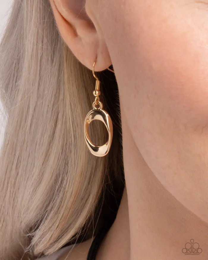 Paparazzi Accessories Necklaces Apprehensive Accent Gold Oval Black Cord Short Necklace Paparazzi