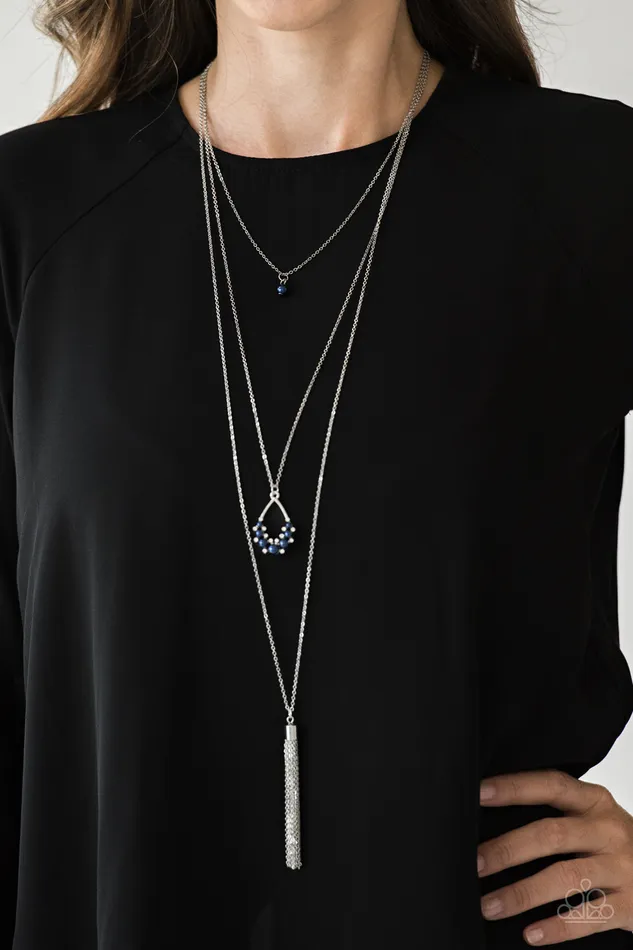 Paparazzi Accessories Necklaces Be Fancy Blue Pearl Silver Layered Necklace