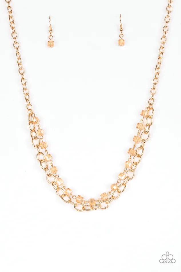 Paparazzi Accessories Necklaces Block Party Princess Paparazzi Gold Chain Cube Bead Layered Necklace Paparazzi Accessories Necklaces Block Party Princess Paparazzi Gold Chain Cube Bead Layered Necklace