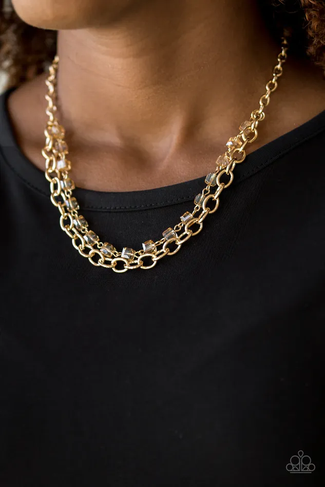 Paparazzi Accessories Necklaces Block Party Princess Paparazzi Gold Chain Cube Bead Layered Necklace Paparazzi Accessories Necklaces Block Party Princess Paparazzi Gold Chain Cube Bead Layered Necklace