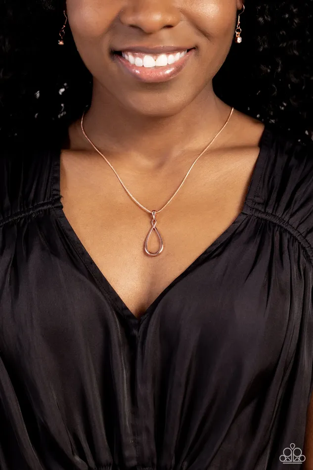 Paparazzi Accessories Necklaces Close to You Copper Shiny Teardrop Dainty Short Necklace Paparazzi