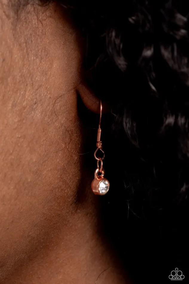 Paparazzi Accessories Necklaces Close to You Copper Shiny Teardrop Dainty Short Necklace Paparazzi