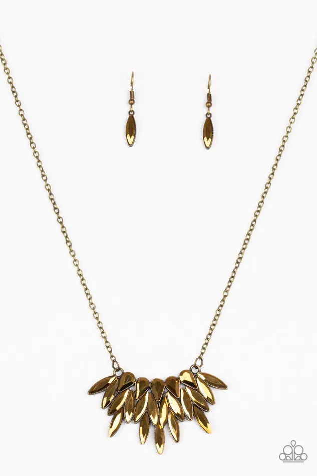 Paparazzi Accessories Necklaces Crowning Moment Paparazzi Brass Teardrop and Marquise Aurum Rhinestone Necklace Paparazzi Accessories Necklaces Crowning Moment Paparazzi Brass Teardrop and Marquise Aurum Rhinestone Necklace
