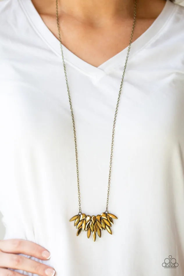 Paparazzi Accessories Necklaces Crowning Moment Paparazzi Brass Teardrop and Marquise Aurum Rhinestone Necklace Paparazzi Accessories Necklaces Crowning Moment Paparazzi Brass Teardrop and Marquise Aurum Rhinestone Necklace