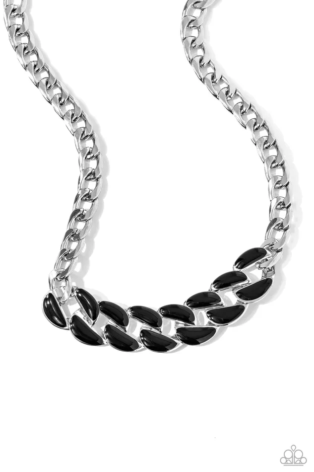 Paparazzi Accessories Necklaces CURB Craze Black and Silver Chunky Chain Short Necklace Paparazzi Paparazzi Accessories Necklaces CURB Craze Black and Silver Chunky Chain Short Necklace Paparazzi