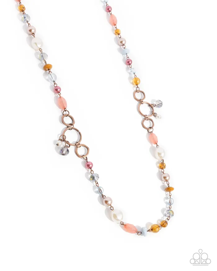 Paparazzi Accessories Necklaces Eclectic Embrace Copper Pink Orange Bead White Pearl Long Necklace Paparazzi Paparazzi Accessories Necklaces Eclectic Embrace Copper Pink Orange Bead White Pearl Long Necklace Paparazzi