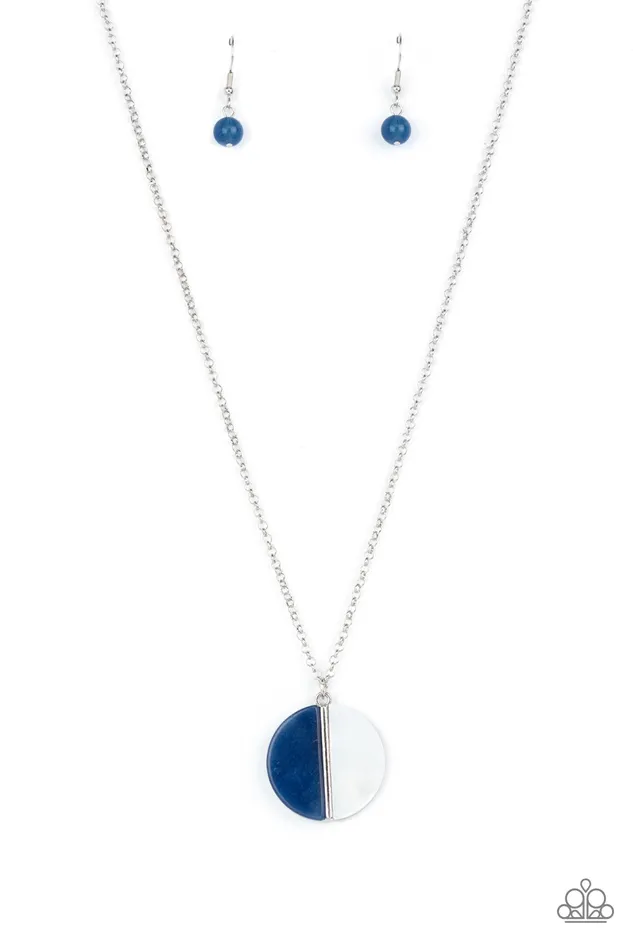 Paparazzi Accessories Necklaces Elegantly Eclipsed Blue and White Shelllike Pendant Silver Necklace Paparazzi Paparazzi Accessories Necklaces Elegantly Eclipsed Blue and White Shelllike Pendant Silver Necklace Paparazzi