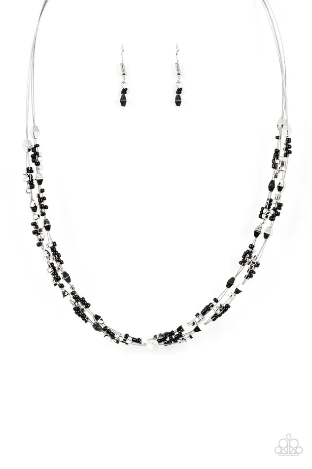 Paparazzi Accessories Necklaces Explore Every Angle Black Seed Bead Silver Accent Necklace Paparazzi Paparazzi Accessories Necklaces Explore Every Angle Black Seed Bead Silver Accent Necklace Paparazzi