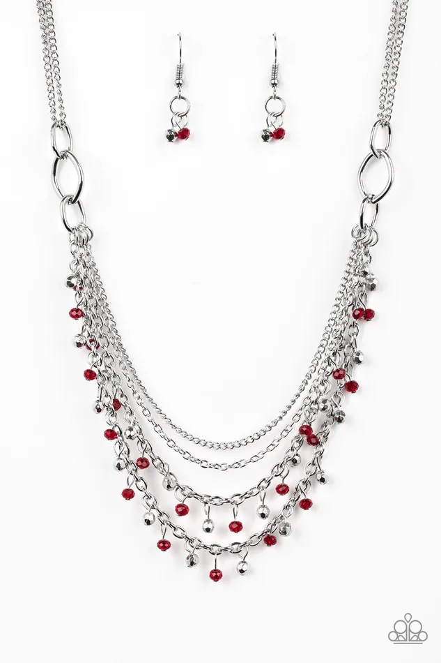 Paparazzi Accessories Necklaces Financially Fabulous Paparazzi Red and Silver Bead Layered Necklace Paparazzi Accessories Necklaces Financially Fabulous Paparazzi Red and Silver Bead Layered Necklace