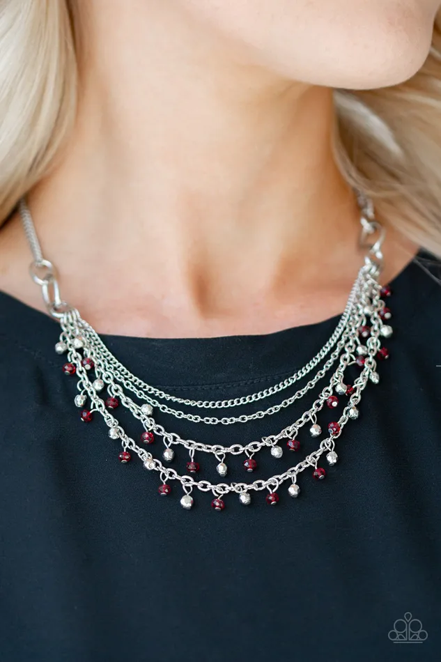 Paparazzi Accessories Necklaces Financially Fabulous Paparazzi Red and Silver Bead Layered Necklace Paparazzi Accessories Necklaces Financially Fabulous Paparazzi Red and Silver Bead Layered Necklace