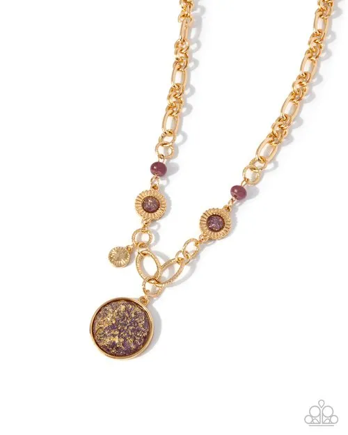Paparazzi Accessories Necklaces FLECKS Big Thing Purple Bead Gold Short Necklace Paparazzi Paparazzi Accessories Necklaces FLECKS Big Thing Purple Bead Gold Short Necklace Paparazzi