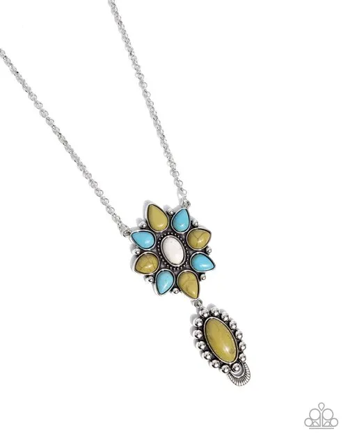 Paparazzi Accessories Necklaces Force of Habit Multi Green Turquoise White Stone Silver Long Necklace Paparazzi Paparazzi Accessories Necklaces Force of Habit Multi Green Turquoise White Stone Silver Long Necklace Paparazzi