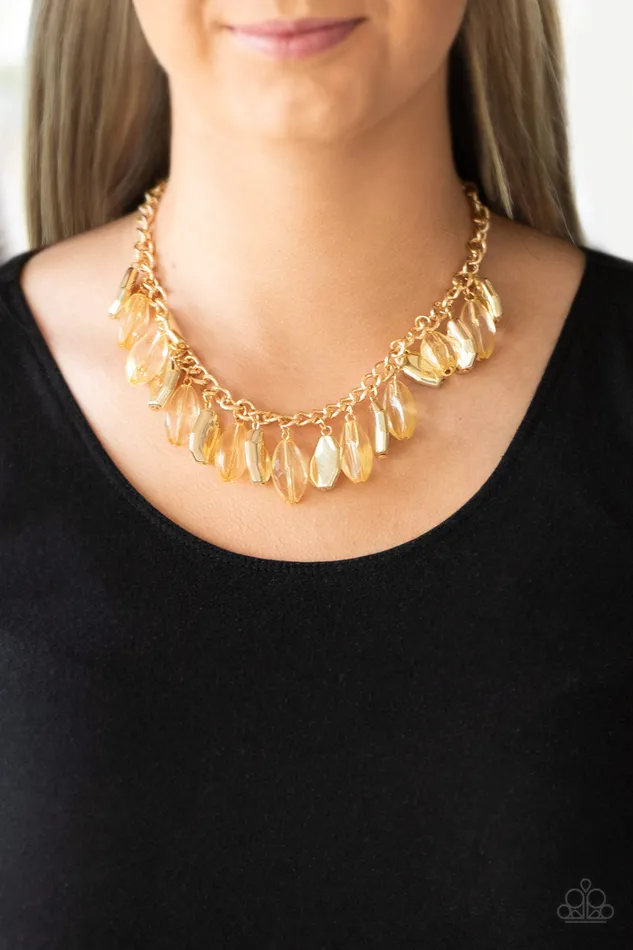 Paparazzi Accessories Necklaces Fringe Fabulous Gold Teardrop Bead Necklace Paparazzi