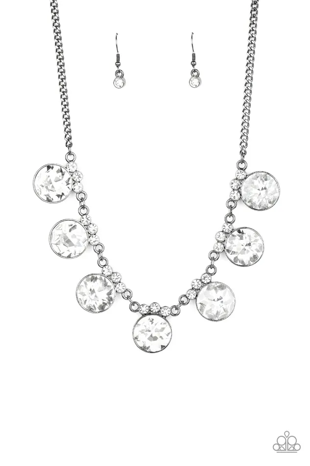Paparazzi Accessories Necklaces GLOWGetter Glamour Black Gunmetal White Rhinestone Gem Necklace Paparazzi Paparazzi Accessories Necklaces GLOWGetter Glamour Black Gunmetal White Rhinestone Gem Necklace Paparazzi