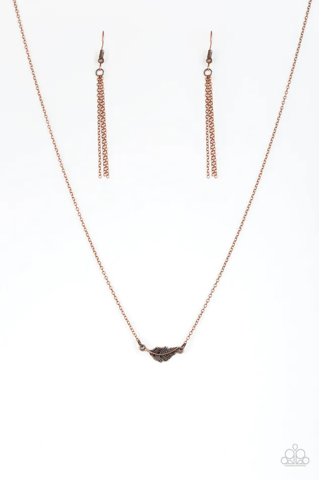 Paparazzi Accessories Necklaces InFlight Fashion Copper Feather Short Necklace