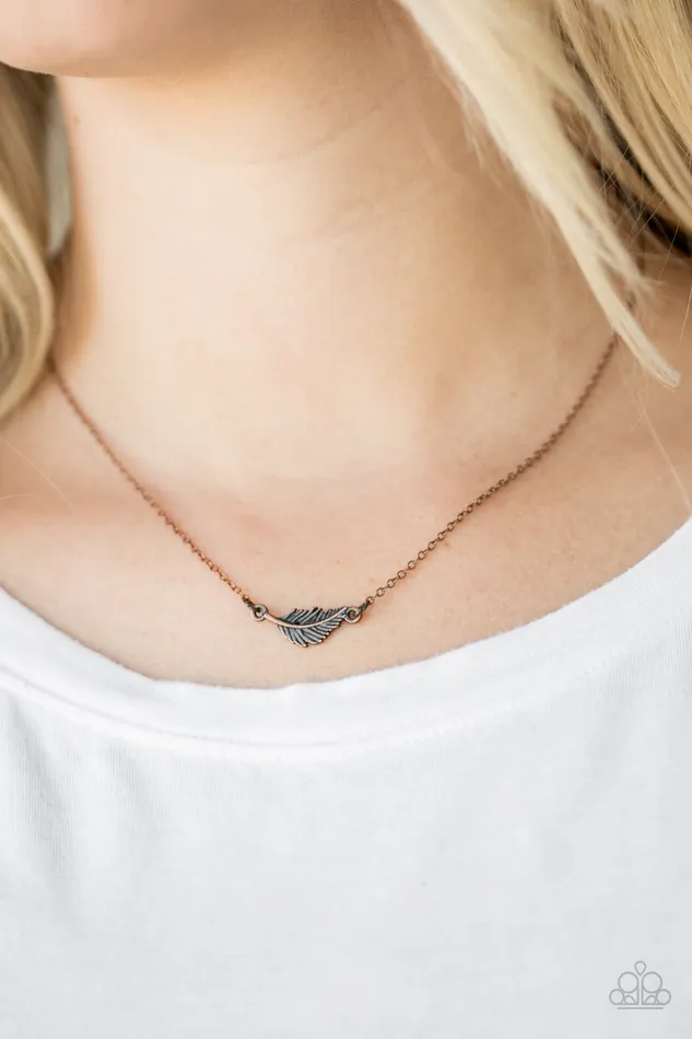Paparazzi Accessories Necklaces InFlight Fashion Copper Feather Short Necklace