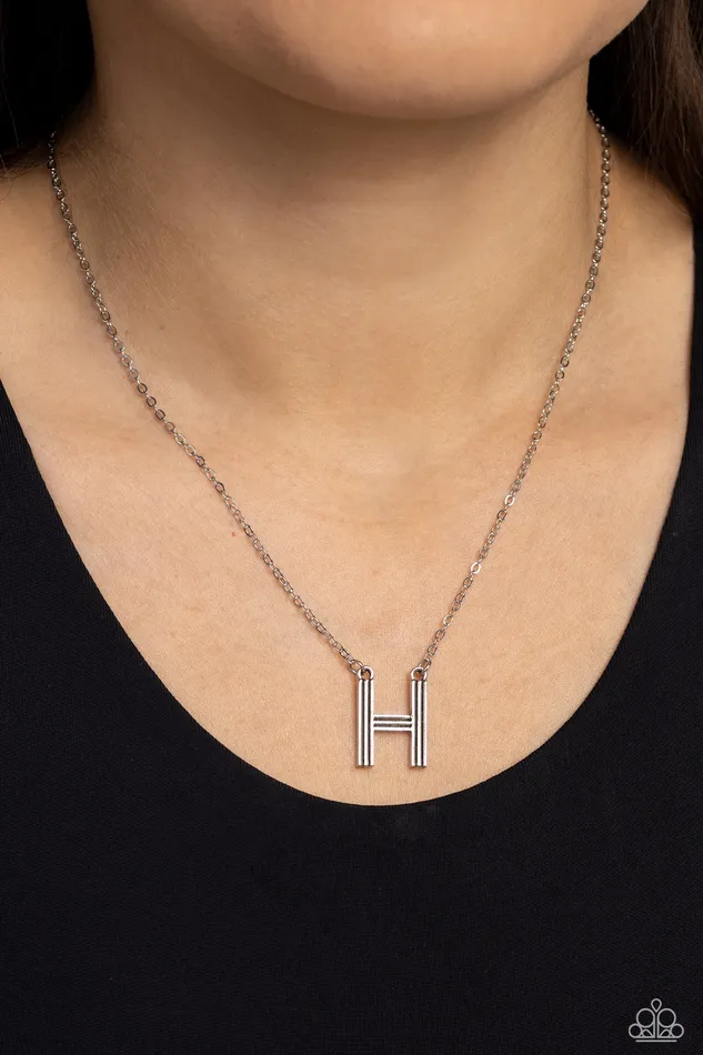 Paparazzi Accessories Necklaces Leave Your Initials Silver H Letter Short Necklace Paparazzi