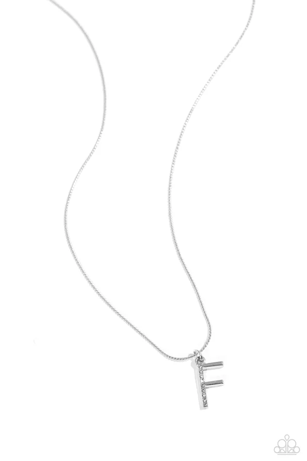 Paparazzi Accessories Necklaces Letter of the Law White F Rhinestone Silver Alphabet Initial Short Necklace Paparazzi Paparazzi Accessories Necklaces Letter of the Law White F Rhinestone Silver Alphabet Initial Short Necklace Paparazzi