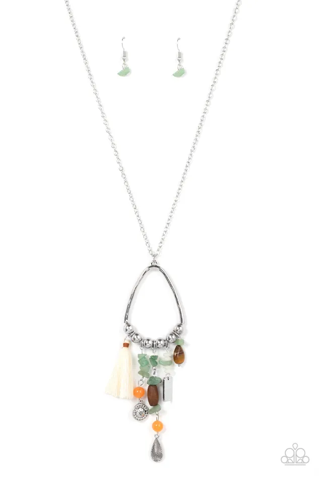 Paparazzi Accessories Necklaces Listen to Your Soul Green Pebble Wooden Bead White Tassel Silver Necklace Paparazzi Paparazzi Accessories Necklaces Listen to Your Soul Green Pebble Wooden Bead White Tassel Silver Necklace Paparazzi