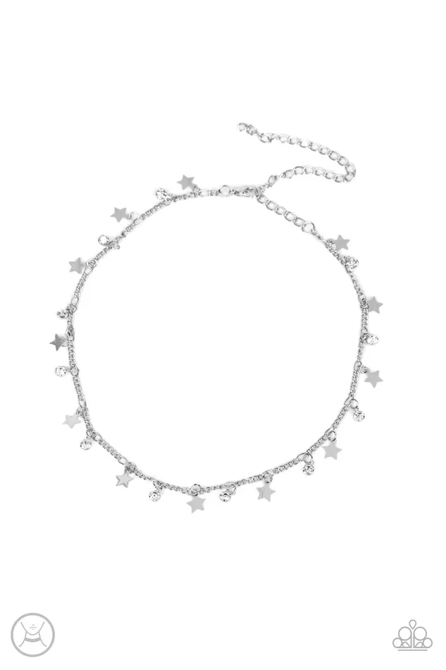Paparazzi Accessories Necklaces Little Lady Liberty White Rhinestone Silver Star Choker Necklace Paparazzi Paparazzi Accessories Necklaces Little Lady Liberty White Rhinestone Silver Star Choker Necklace Paparazzi