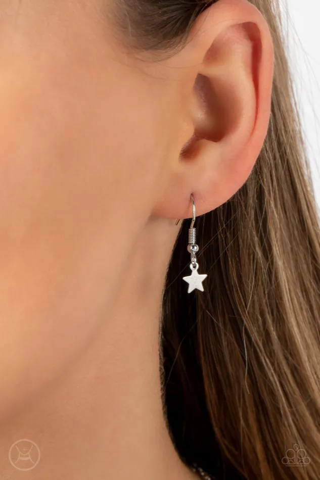 Paparazzi Accessories Necklaces Little Lady Liberty White Rhinestone Silver Star Choker Necklace Paparazzi