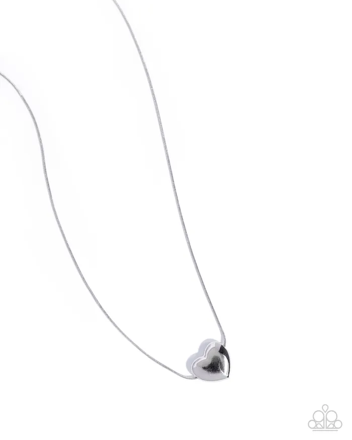 Paparazzi Accessories Necklaces Loveable Look Silver Heart Short Necklace Paparazzi Paparazzi Accessories Necklaces Loveable Look Silver Heart Short Necklace Paparazzi