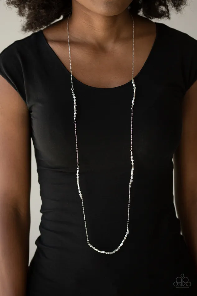 Paparazzi Accessories Necklaces Mainstream Minimalist Paparazzi White Clear and Silver Bead Necklace Paparazzi Accessories Necklaces Mainstream Minimalist Paparazzi White Clear and Silver Bead Necklace