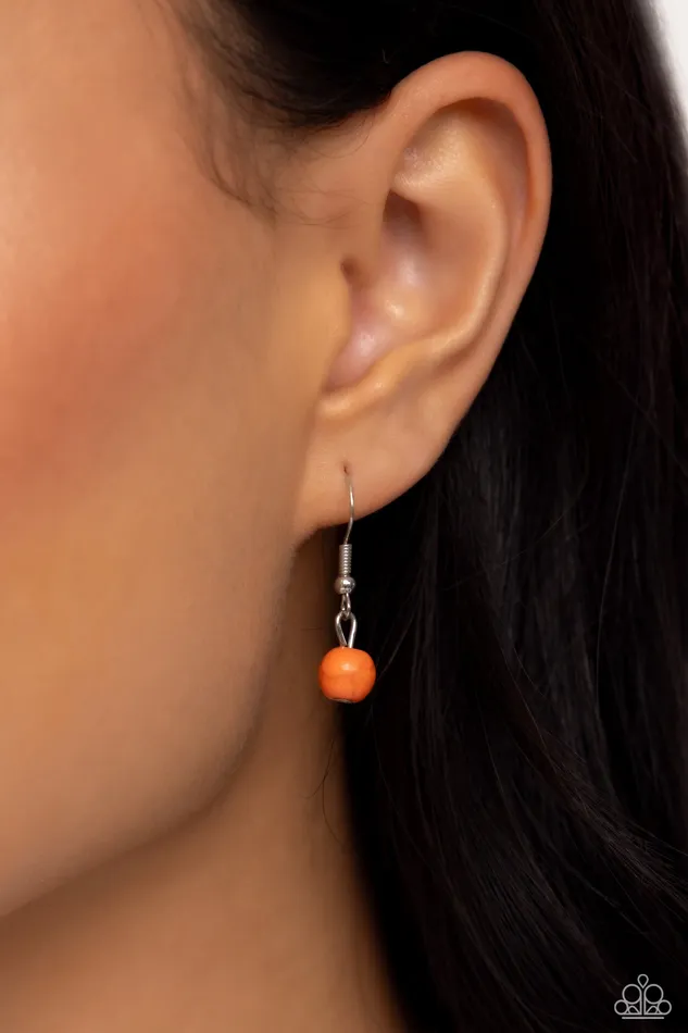 Paparazzi Accessories Necklaces Mojave Mirage Orange Bead Silver Long Pendant Necklace Paparazzi