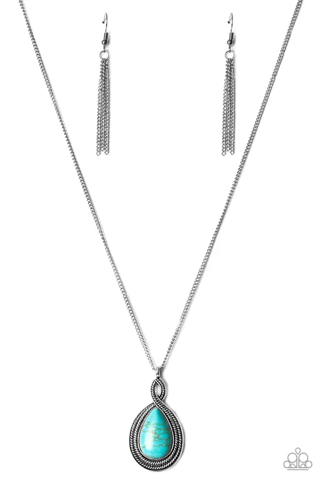 Paparazzi Accessories Necklaces Paparazzi Rancho Rustler Blue Turquoise Teardrop Silver Pendant Necklace Paparazzi Accessories Necklaces Paparazzi Rancho Rustler Blue Turquoise Teardrop Silver Pendant Necklace