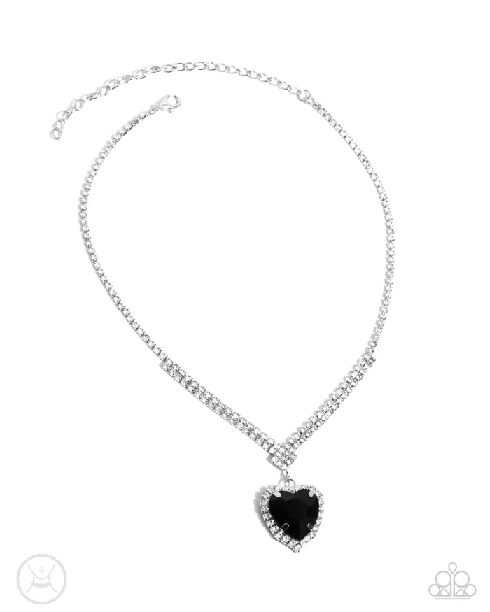 Paparazzi Accessories Necklaces Parisian Playdate Black Heart White Rhinestone Short Necklace Paparazzi Paparazzi Accessories Necklaces Parisian Playdate Black Heart White Rhinestone Short Necklace Paparazzi