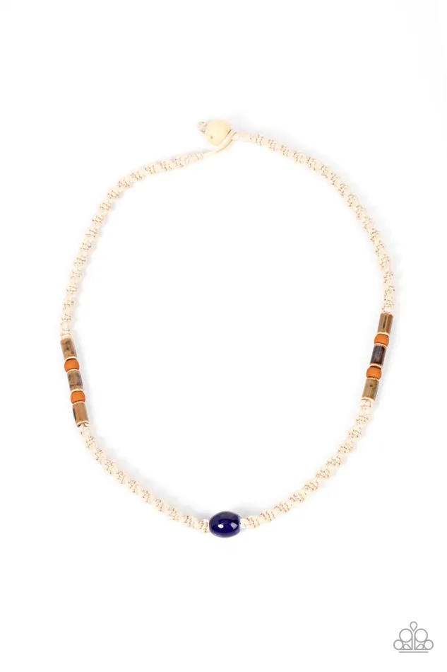 Paparazzi Accessories Necklaces Positively Pacific Blue and Brown Bead White Cord Urban Necklace Paparazzi Paparazzi Accessories Necklaces Positively Pacific Blue and Brown Bead White Cord Urban Necklace Paparazzi